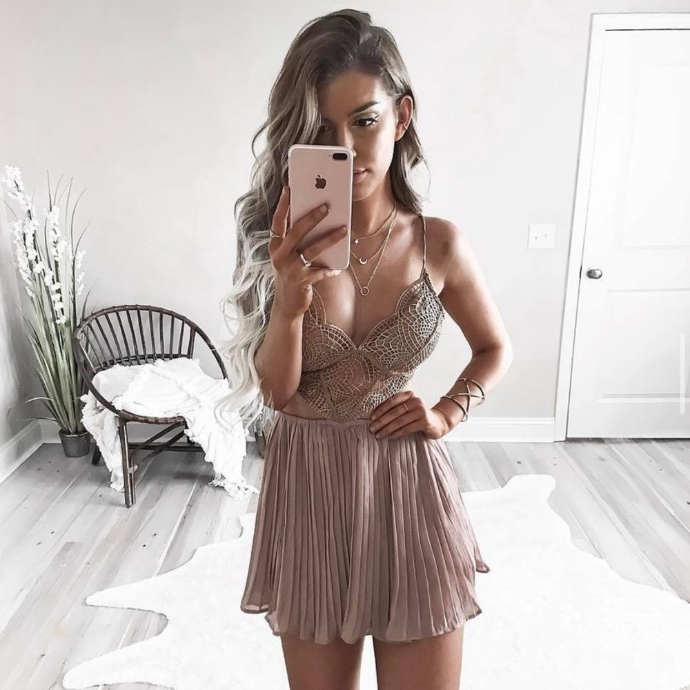 Fortunate One Sugar Fig Playsuit in Mocha